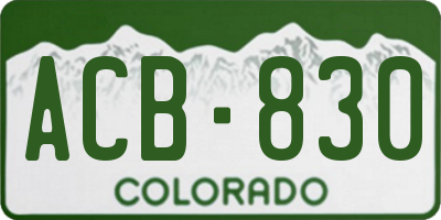 CO license plate ACB830