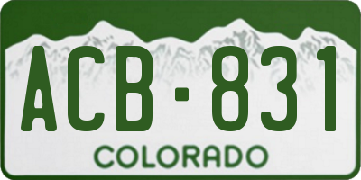 CO license plate ACB831
