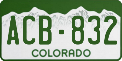 CO license plate ACB832