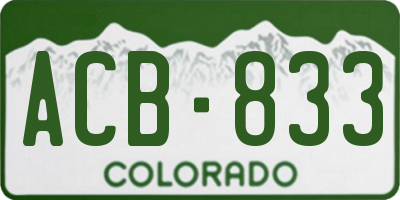 CO license plate ACB833