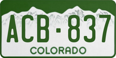 CO license plate ACB837