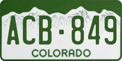 CO license plate ACB849