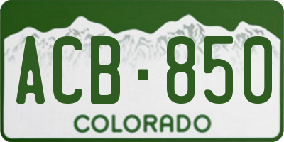 CO license plate ACB850