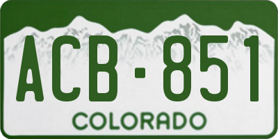 CO license plate ACB851