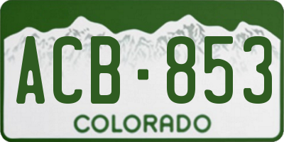 CO license plate ACB853