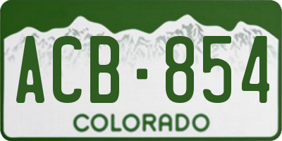 CO license plate ACB854