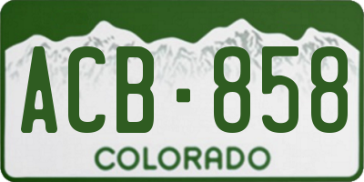 CO license plate ACB858