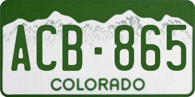 CO license plate ACB865