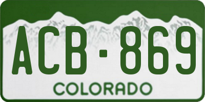 CO license plate ACB869