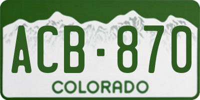 CO license plate ACB870