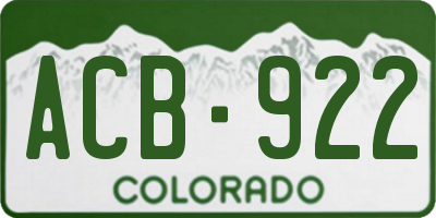 CO license plate ACB922
