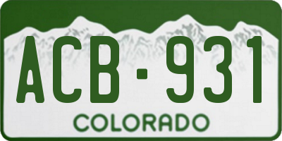 CO license plate ACB931