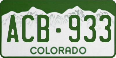 CO license plate ACB933