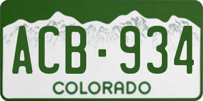 CO license plate ACB934