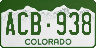 CO license plate ACB938