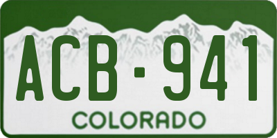 CO license plate ACB941