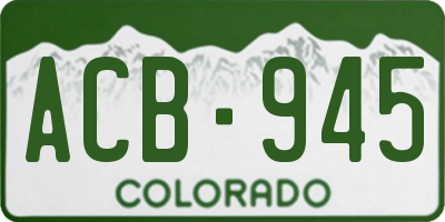CO license plate ACB945