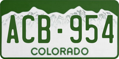 CO license plate ACB954