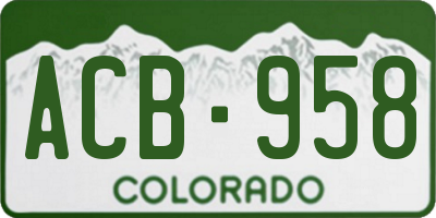 CO license plate ACB958