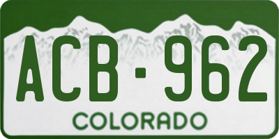 CO license plate ACB962