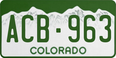 CO license plate ACB963