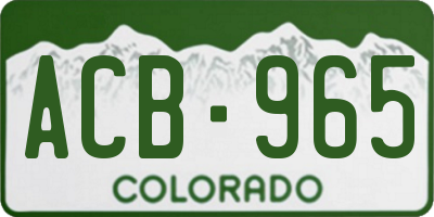 CO license plate ACB965