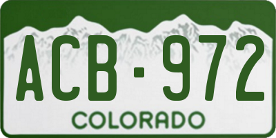 CO license plate ACB972