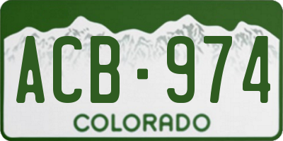 CO license plate ACB974