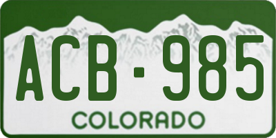CO license plate ACB985