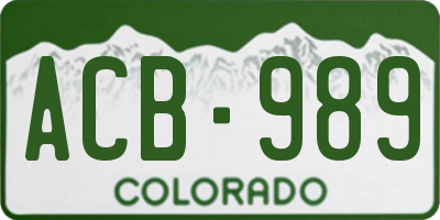 CO license plate ACB989