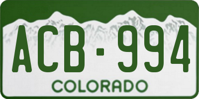 CO license plate ACB994