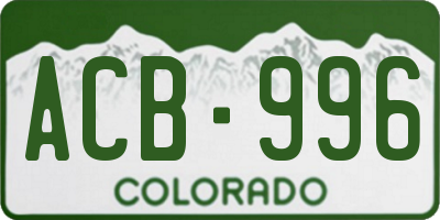CO license plate ACB996