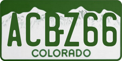 CO license plate ACBZ66