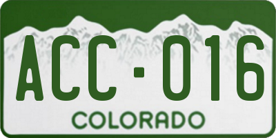 CO license plate ACC016