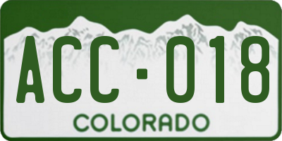 CO license plate ACC018