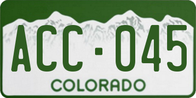 CO license plate ACC045