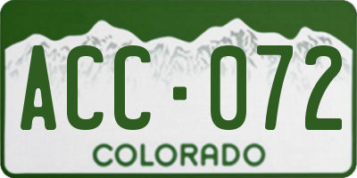 CO license plate ACC072
