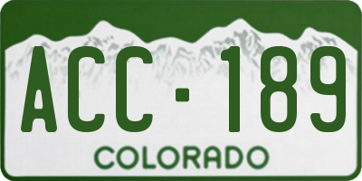 CO license plate ACC189