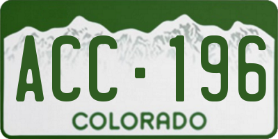 CO license plate ACC196