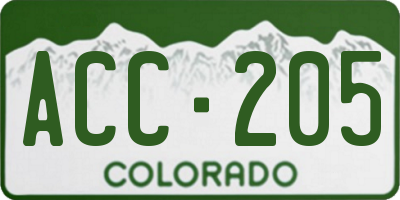 CO license plate ACC205