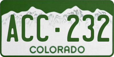 CO license plate ACC232