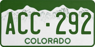CO license plate ACC292