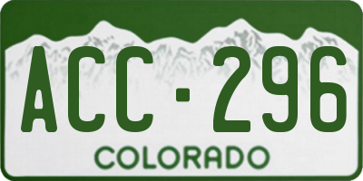 CO license plate ACC296