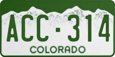 CO license plate ACC314