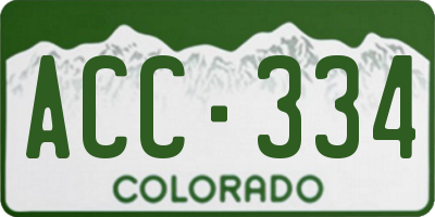 CO license plate ACC334