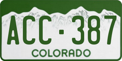 CO license plate ACC387