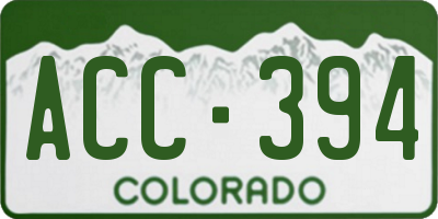 CO license plate ACC394