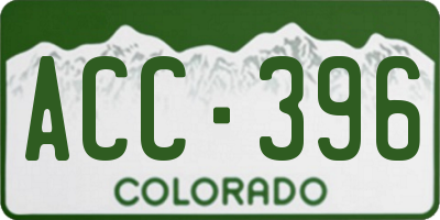 CO license plate ACC396