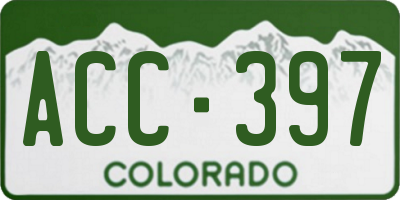 CO license plate ACC397