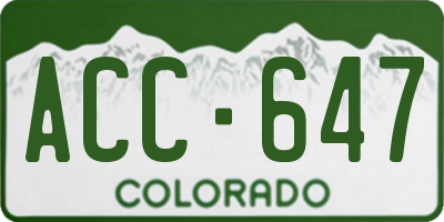 CO license plate ACC647